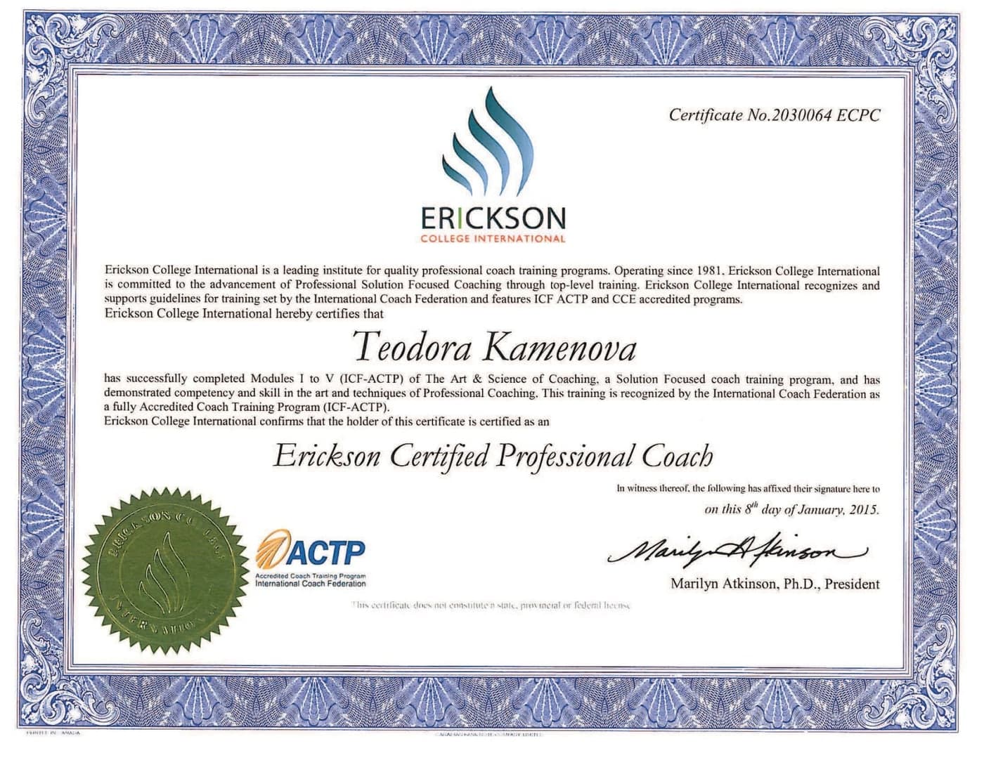 Erickson Certified Professional Coach — Erickson College International